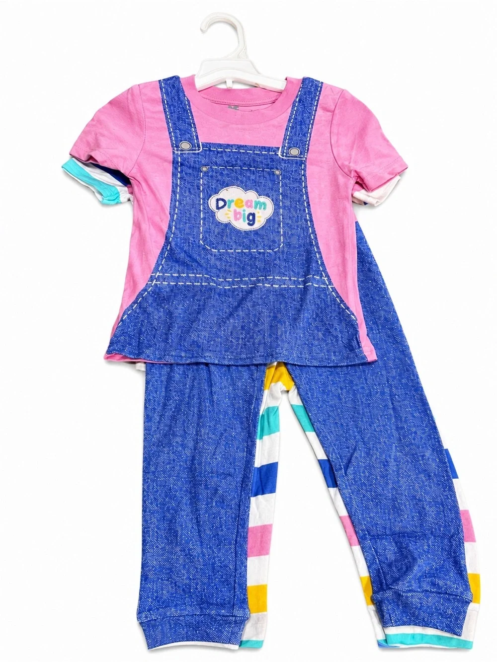 Rachel White Pink Blue & Yellow 'Hi Friends' Character Pajama Set